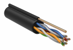 UTP 4PR 24AWG CAT5е+трос, информационный (0,51мм медь) solid, черный (305м/бухта) outdoor ITK (1/1/1)