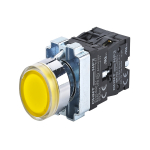 Кнопка управления NP2-BW3565 плоская, желтая, 1НО+1НЗ, AC/DC230В (LED), IP40 (R)