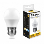 Лампа светодиодная,  (9W) 230V E27 2700K G45, LB-550