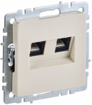 Розетка 2гн комп+комп RJ45+RJ45 с/у крем кат.6 механизм РК11-2-БрКр BRITE IEK (10/100)