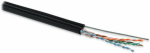 Кабель витая пара U/UTP, кат.5e, 4 пары (24 AWG), одножильн. (solid), с металл. тросом, внешний Hyperline UUTP4-C5E-S24-SW-OUT-PE-BK-500 (500м)