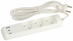 Удлинитель электрический ЭРА U-3-3m-USB-W 3 розетки + 3xUSB A+C 3м 10А белый Удлинитель электрический ЭРА U-3-3m-USB-W 3 розетки + 3xUSB A+C 3м 10А белый