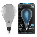 Лампа светодиод 6Вт 330Лм 4000К Е27 PS160 gray straight LED Gauss Filament 1/6