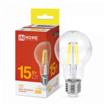Лампа светодиодная LED-A60-deco 15Вт 230В Е27 3000К 1480Лм прозрачная IN HOME