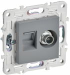 Розетка 2гн комп+ТВ RJ45+TV с/у серый механизм кат.5E SK-A14Gr SKANDY IEK (1/10/100)