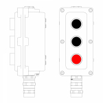 Взрывонепроницаемый пост управления из алюминия LCSD-03-B-MC-P1B(11)x1-P1B(11)x1-P1R(11)x1-PCMB-KA3MHK