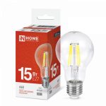 Лампа светодиодная LED-A60-deco 15Вт 230В Е27 4000К 1480Лм прозрачная IN HOME