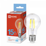 Лампа светодиодная LED-A60-deco 15Вт 230В Е27 6500К 1480Лм прозрачная IN HOME