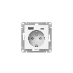 Розетка с USB-A+С - 2шт, 16А, с З/К со шторками, белый Эпика EKF