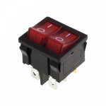 Выключатель клавишный 250V 6А (6с) ON-OFF красный с подсветкой двойной Mini REXANT (10/10/1000)