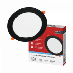 Панель светодиод круглая RLP-VC 12Вт 6500К 960Лм 145мм черная IP40 1265BL IN HOME (1/60)