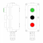 Взрывонепроницаемый пост управления из алюминия LCSD-03-B-MB-L1G(220)x1-P1B(11)x1-P1R(11)x1-PBMB-ANP15BMB