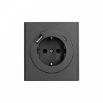 Розетка 1гн З/К шторки с/у графит 16А с USB A+C быстрой зарядки 5В/3А  механизм с рамкой MIELE STRONG KRANZ