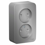 Розетка 2гн без З/К шторки о/у алюминий изол.пласт. 16А IP20 Blanca Schneider Electric