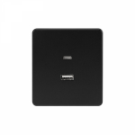 Розетка USB+tapeC шторки с/у оникс механизм с рамкой 5В/2,4А 5В/3А быстрая зарядка MIELE ROUND 16А KRANZ (1/80)