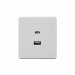 Розетка USB+tapeC шторки с/у перламутр механизм с рамкой 5В/2,4А 5В/3А быстрая зарядка MIELE ROUND 16А KRANZ (1/80)