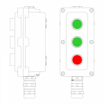 Взрывонепроницаемый пост управления из алюминия LCSD-03-B-MC-P1G(11)x1-P1G(11)x1-P1R(11)x1-PCMB-KA3MHK