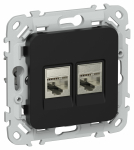 FLITE Роз 2я RJ45/RJ11 кат.5Е/3 STP РКТ5е/3-2-1-ФлЧ чер. IEK