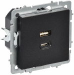 BRITE Роз. USB A+C 45Вт высокоск. зар. РЮ11-2-БрЧ черн. IEK