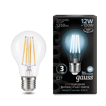 Лампа Gauss Filament А60 12W 1250lm 4100К Е27 LED 1/10/40