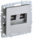 Розетка 2гн комп+ТФ RJ45+RJ11 с/у алюминий механизм кат.5е РК/Т12-БрА BRITE IEK (1/10/100)