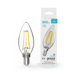 Лампа Gauss Basic Filament Свеча 5W 600lm 4000K E14 LED 1/10/50