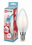 Лампа светодиод 5Вт свеча Е14 4000К 450Лм филамент матовая deco IN HOME (10/50)