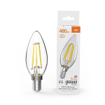 Лампа Gauss Basic Filament Свеча 4W 480lm 3000K E14 LED 1/10/50