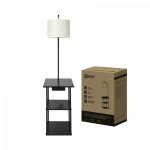 Светильник напольный этажерка ТНО 12P-Е27USB-WB USB-C розетка, белый абажур, черный корпус IN HOME Светильник напольный этажерка ТНО 12P-Е27USB-WB USB-C розетка, белый абажур, черный корпус IN HOME