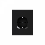 Розетка SETE 1-ая с/з с/у з/ш 16А с USB A+C быстрой зарядки 5В/3А антрацит IP20/IP44 KRANZ