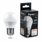 Лампа светодиодная,  (6W) 230V E27 6400K G45, LB-1406