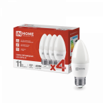 Лампа светодиодная LED-СВЕЧА-VC 4PACK 11Вт 230В Е27 4000К 1050Лм (4шт./упак) IN HOME