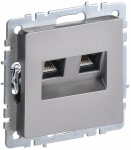 Розетка 2гн комп+комп RJ45+RJ45 с/у сталь кат.6 механизм РК11-2-БрС BRITE IEK (10/100)
