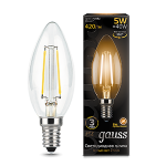 Лампа светодиод 5Вт Свеча 420Лм 2700К Е14 LED Gauss Filament 1/10/50