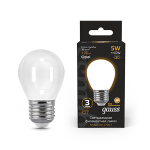 Лампа светодиод 5Вт Шар 420Лм 2700К Е27 филамент молочн LED Gauss Filament 1/10/50