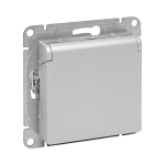 Розетка 1гн IP44, с З/К со шторками, c крышкой, алюминий Эпика EKF