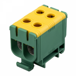 Клемма вводная силовая КВС 6-50мм² 2-рядная желто-зеленая PE распределительная REXANT