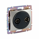 Розетка 2гн ТВ+радио TV+R звезда с/у алюминий механизм Valena Classic Legrand