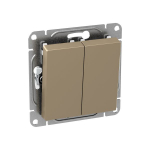 Механизм выключателя, двухклавишный, кнопочный, шампань Эпика EKF