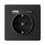 Розетка 1гн c З/К+2хUSB typeА+ typeС с/у карбон механизм 16А ArtGallery Systeme Electric (1/8/16)