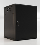Hyperline TWB-0645-SR-RAL9004 Шкаф настенный 19-дюймовый (19"), 6U, 367x600х450мм, металлическая передняя дверь с замком, две боковые панели, цвет чер
