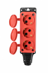 Розетка трехместная переносная 2Р+РЕ 230V 16A каучук оранжевая IP54 PLEXUP Розетка трехместная переносная 2Р+РЕ 230V 16A каучук оранжевая IP54 PLEXUP