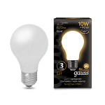 Лампа Gauss Filament А60 10W 820lm 2700К Е27 milky LED 1/10/40