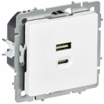 BRITE Роз. USB A+C 45Вт высокоск. зар. РЮ11-2-БрАБ а/б IEK