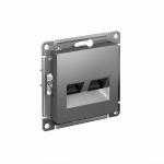 ATLASDESIGN РОЗЕТКА двойная компьютерная RJ45+RJ45, кат.6А, механизм, СТАЛЬ