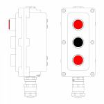 Взрывонепроницаемый пост управления из алюминия LCSD-03-B-MB-L1R(220)x1-P1B(11)x1-P1R(11)x1-PBMB-KAEPM2MHK-20