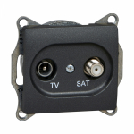 Розетка 2гн ТВ+спутник TV+SAT оконечная с/у антрацит механизм Glossa Systeme Electric (1/10)