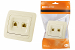 Розетка 2гн комп+ТФ RJ45+RJ11 с/у крем кат.5е Валдай TDM