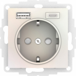 Розетка 1гн c З/К+2хUSB typeА+ typeС с/у жемчуг механизм 16А AtlasDesign Systeme Electric(1)