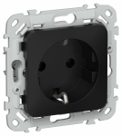 Розетка 1гн с З/К с/у черный механизм быстрозажим 16А РС11-1-ФлЧ FLITE IEK (1/100)